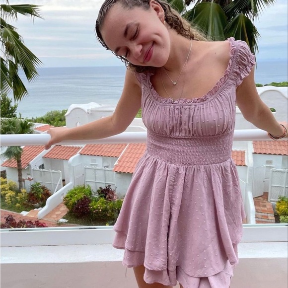Urban Outfitters Dresses & Skirts - Urban Outfitters Rosie smocked tiered ruffle romper in lilac size medium